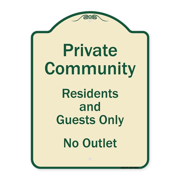 Signmission Designer Series-Private Community Residents And Guests Only No Outlet, 24" H, TG-1824-9933 A-DES-TG-1824-9933 - main